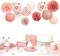 Wedding Party Decorations, 12 PCS Rose Pink Floral Paper Lanterns Tissue Pom Poms Backdrop Decoration for Pink Boho Wedding Bridal Shower Birthday Tea Party Decor